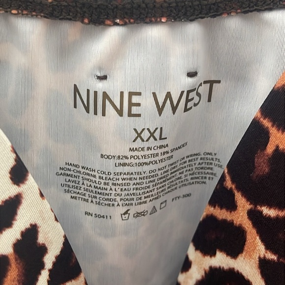 🆕 NINE WEST NWT Nine West Leopard Surplice Bust Enhancer Tankini Top Swim XXL - Picture 6 of 7
